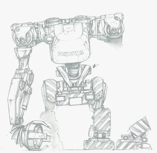 Art et Design d’un robot de Daiwa, la megacorporation maléfique